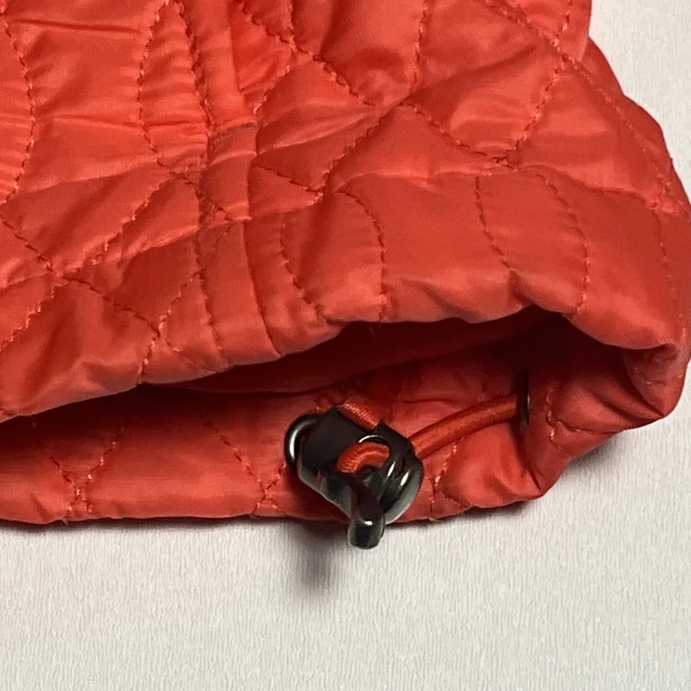 Lands‎ End Primaloft Quilted Jacket Orange Coral Full Zip Mock Neck Size M 10-12